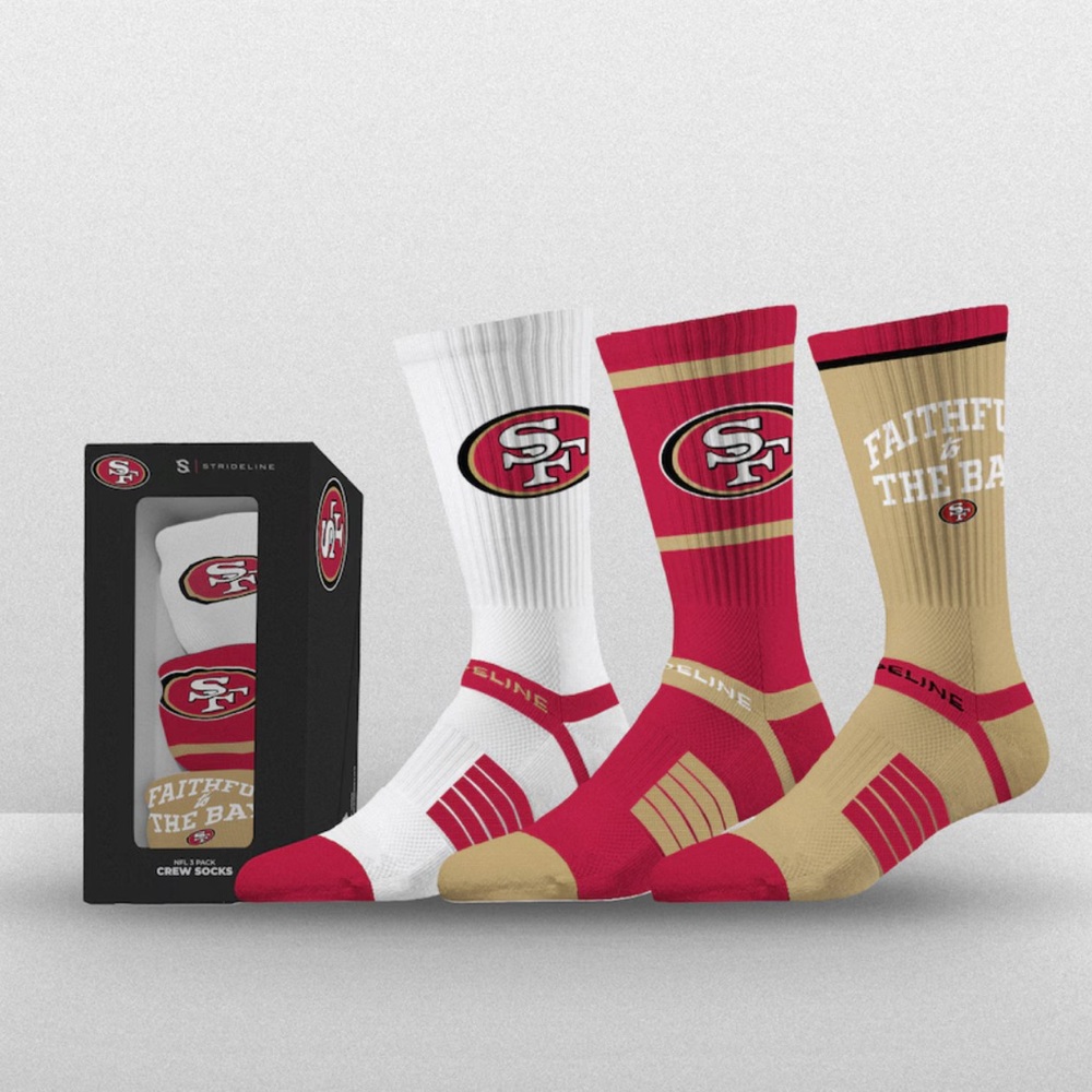 San Francisco 49ers Crew Socks 3-Pack - Red, White, Gold